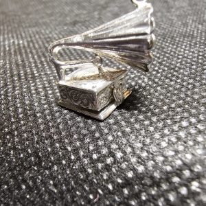 Large Silver Gramaphone Charm