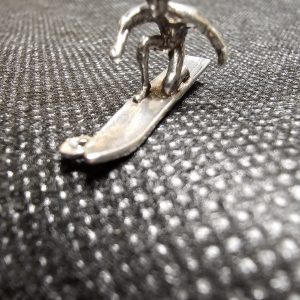 Large Silver Surf Board and Surfer Charm