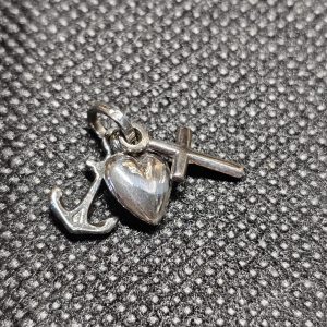 Silver Heart, Anchor and Cross Charm