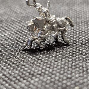 Silver Charm of a Knight on his Horse with Lance