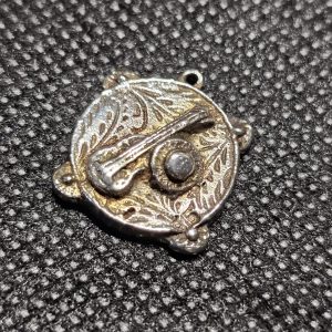 Silver Tambourine with Guitar and Hat on top