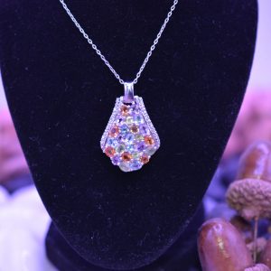 Multi Gem Sterling Silver Pendant and Neck-chain
