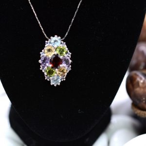 Multi Gem Sterling Silver Pendant