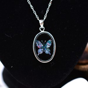 Sterling Silver Opalite Butterfly Mosaic Pendant